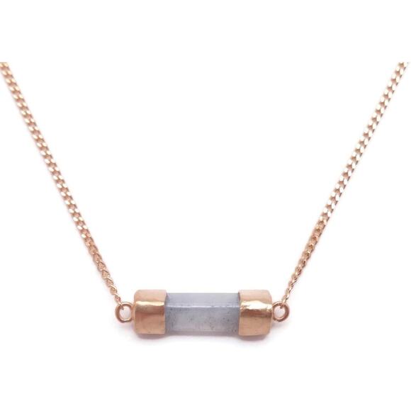 Chan Luu Labradorite Rectangle Triangular Cut Gold Plated Pendant Necklace NWT - Picture 1 of 1